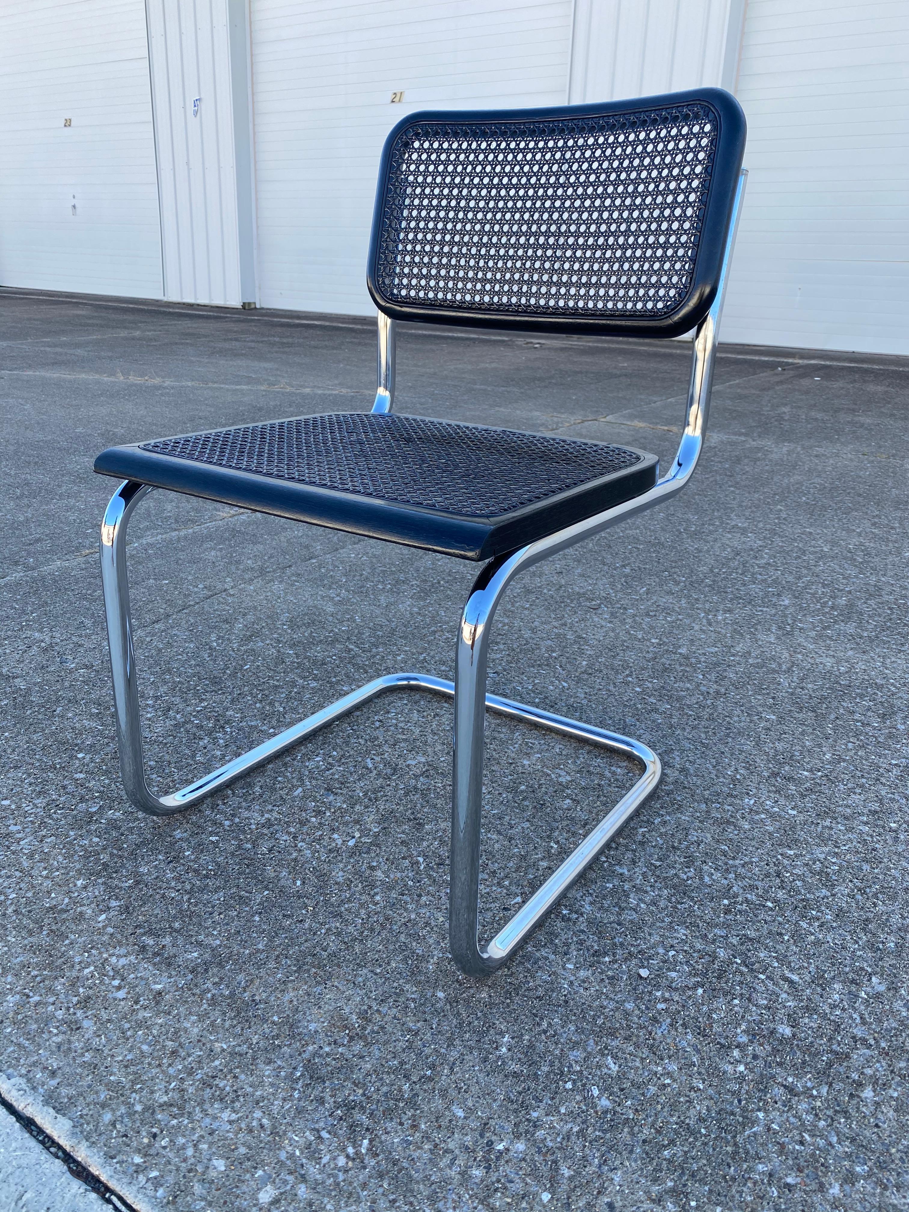 Mid-Century Modern Single Refurbished Cane Cesca Chair in Black For Sale