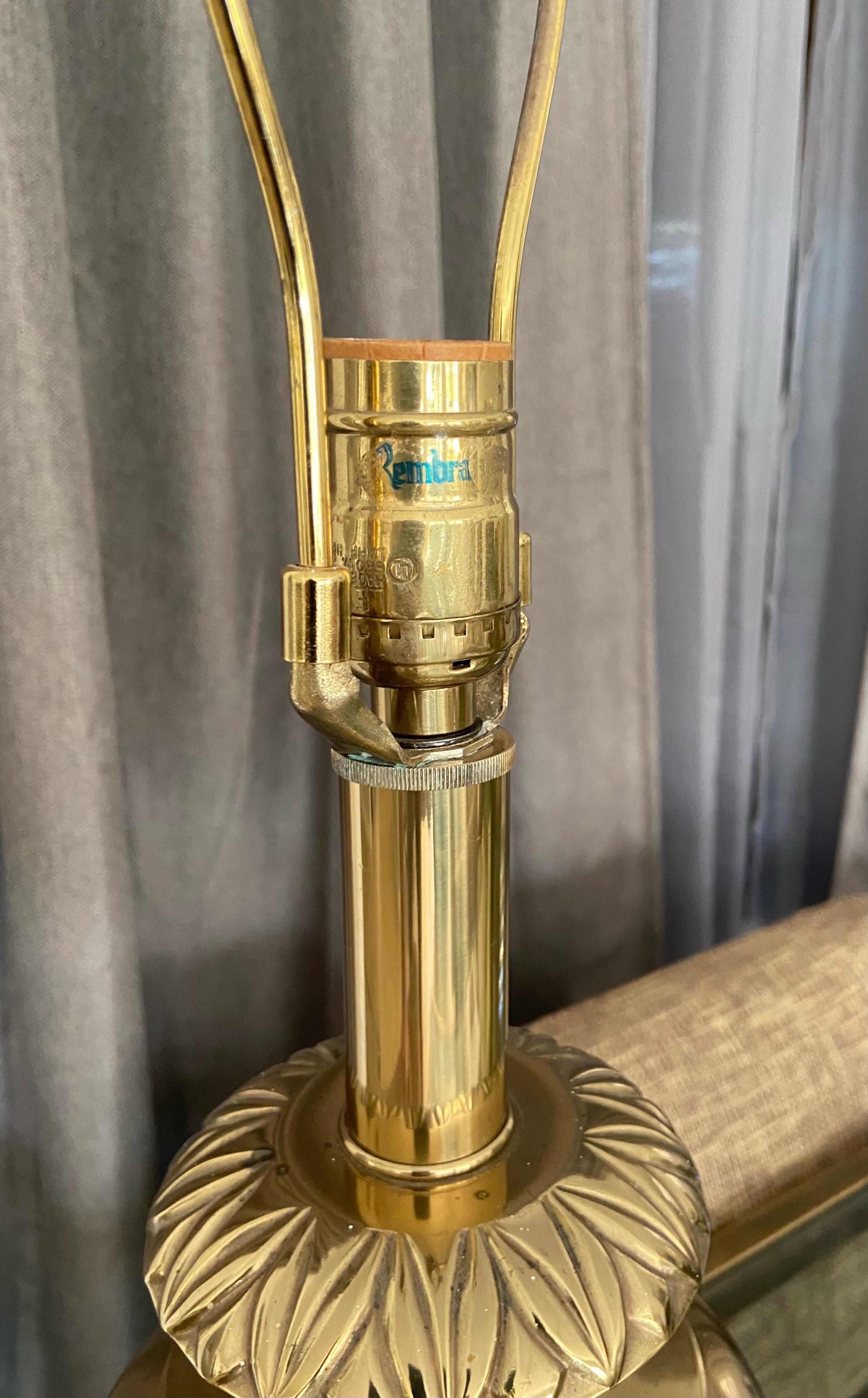 Metal Single Rembrandt Brass Lion Motif Table Lamp For Sale