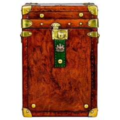 Single Restored English Leather Trunk with Green Strap