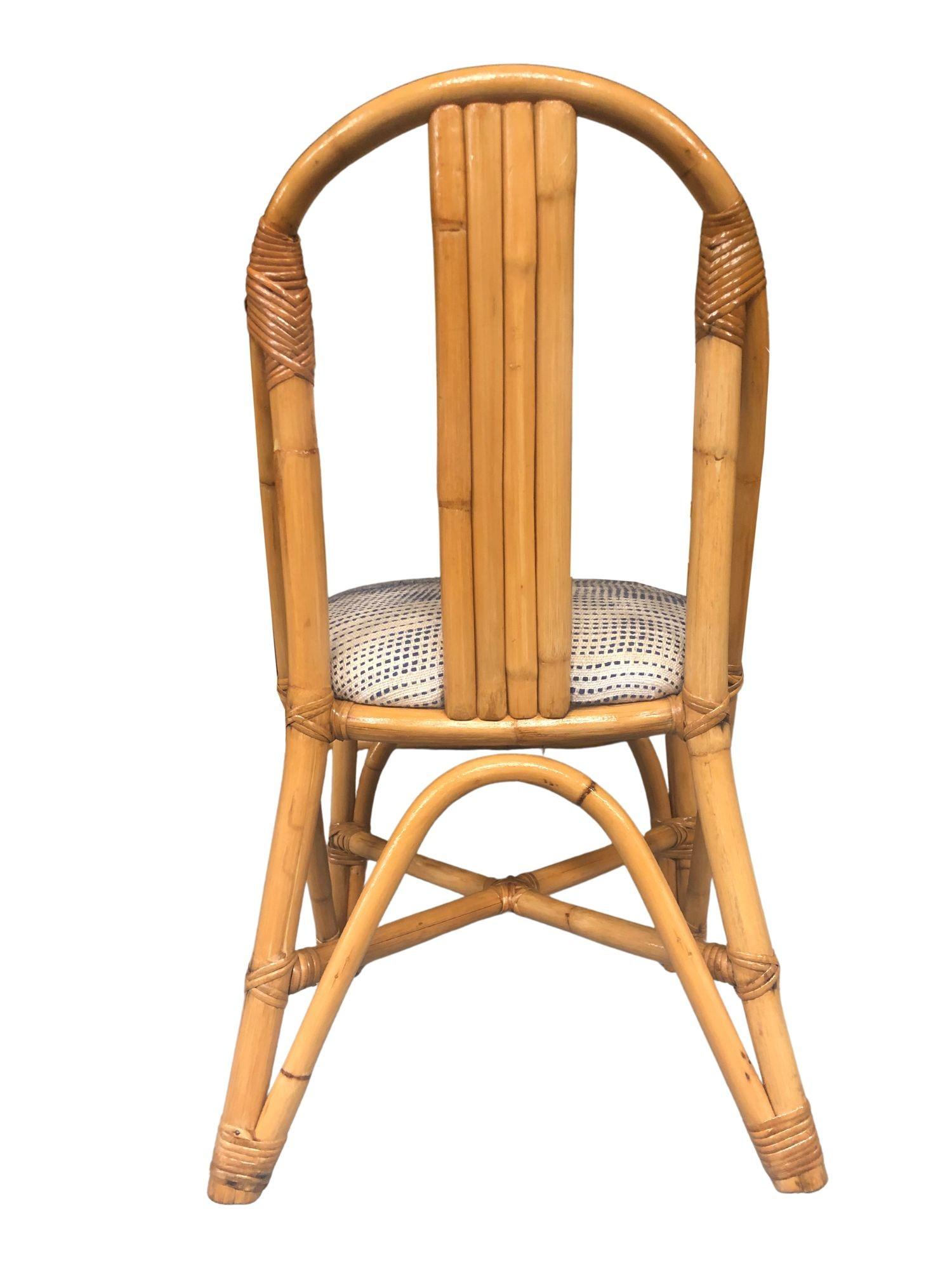 Restored Mid-Century Swoop Rattan Accent Side Chair In Excellent Condition For Sale In Van Nuys, CA