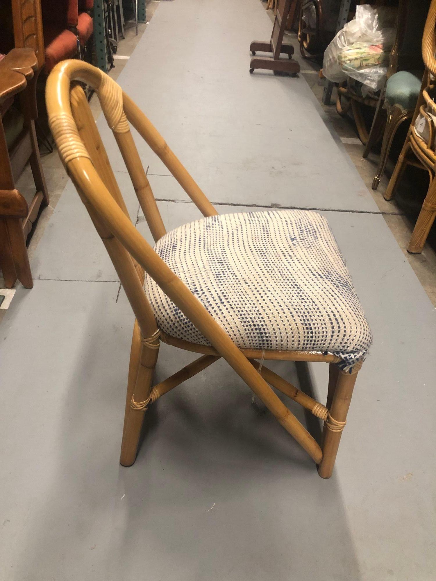 Mid-20th Century Restored Mid-Century Swoop Horseshoe Back Rattan Accent Chair For Sale