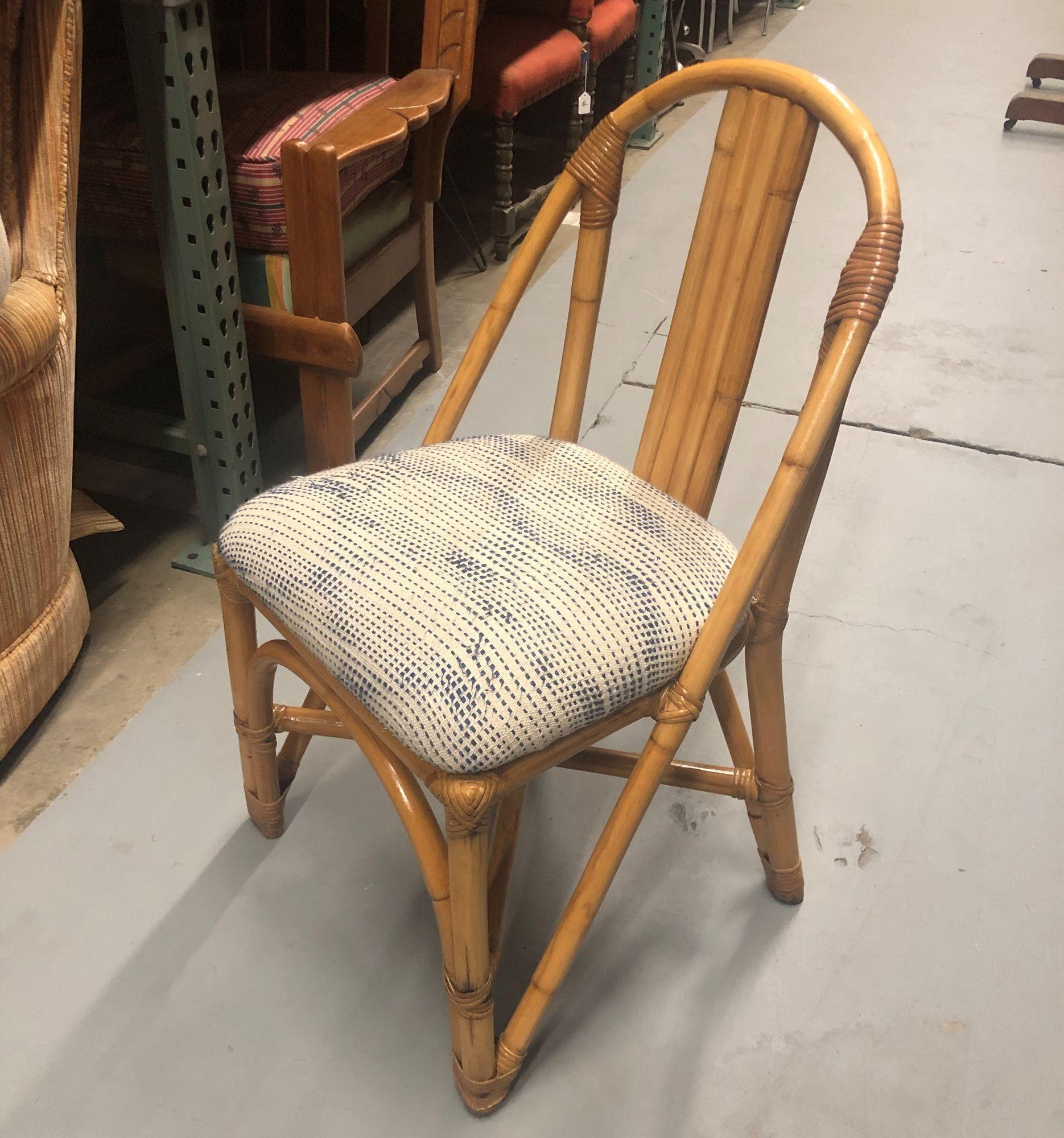 Restored Mid-Century Swoop Rattan Accent Side Chair For Sale 1