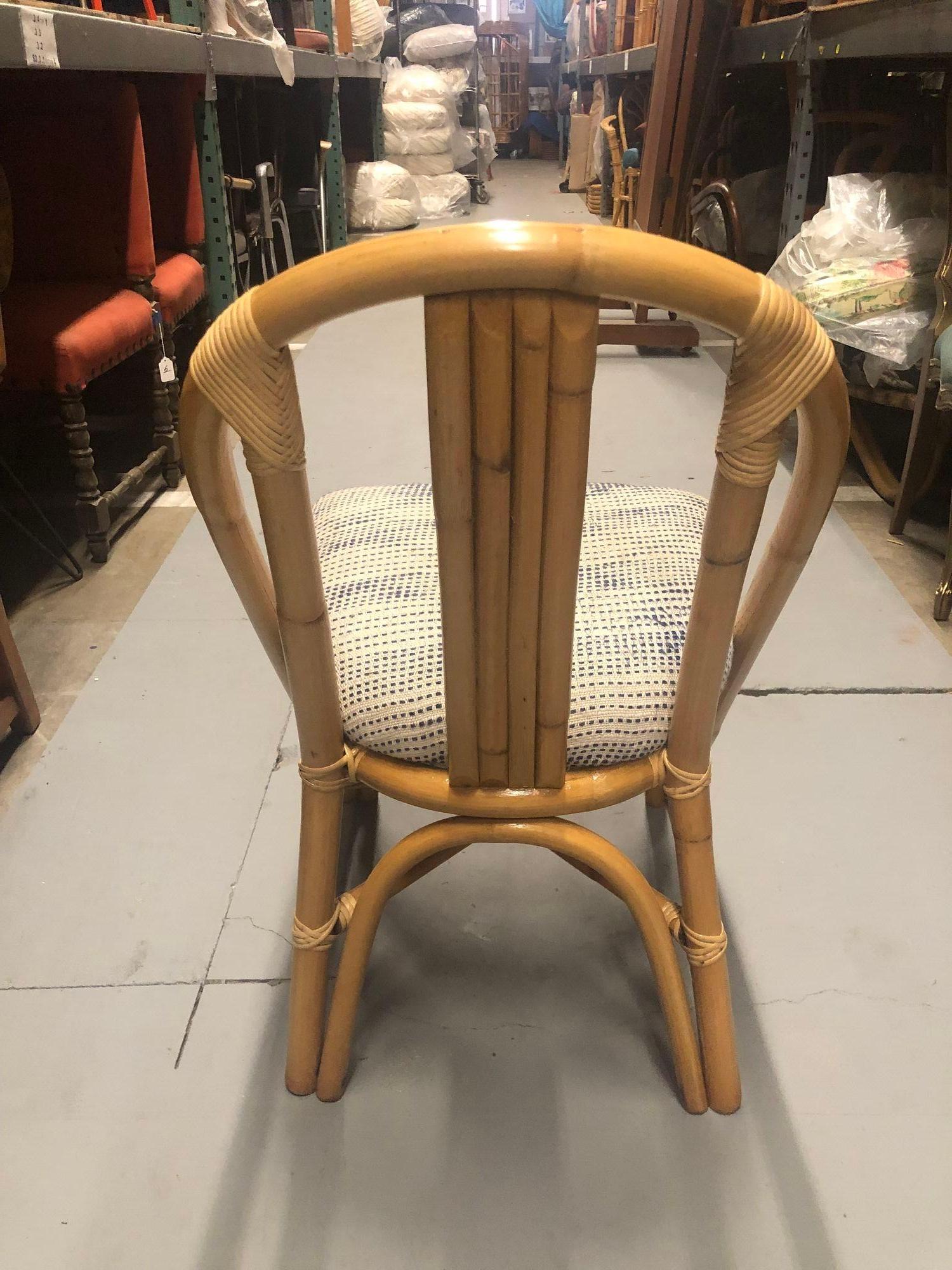 Restored Mid-Century Swoop Horseshoe Back Rattan Accent Chair For Sale 3
