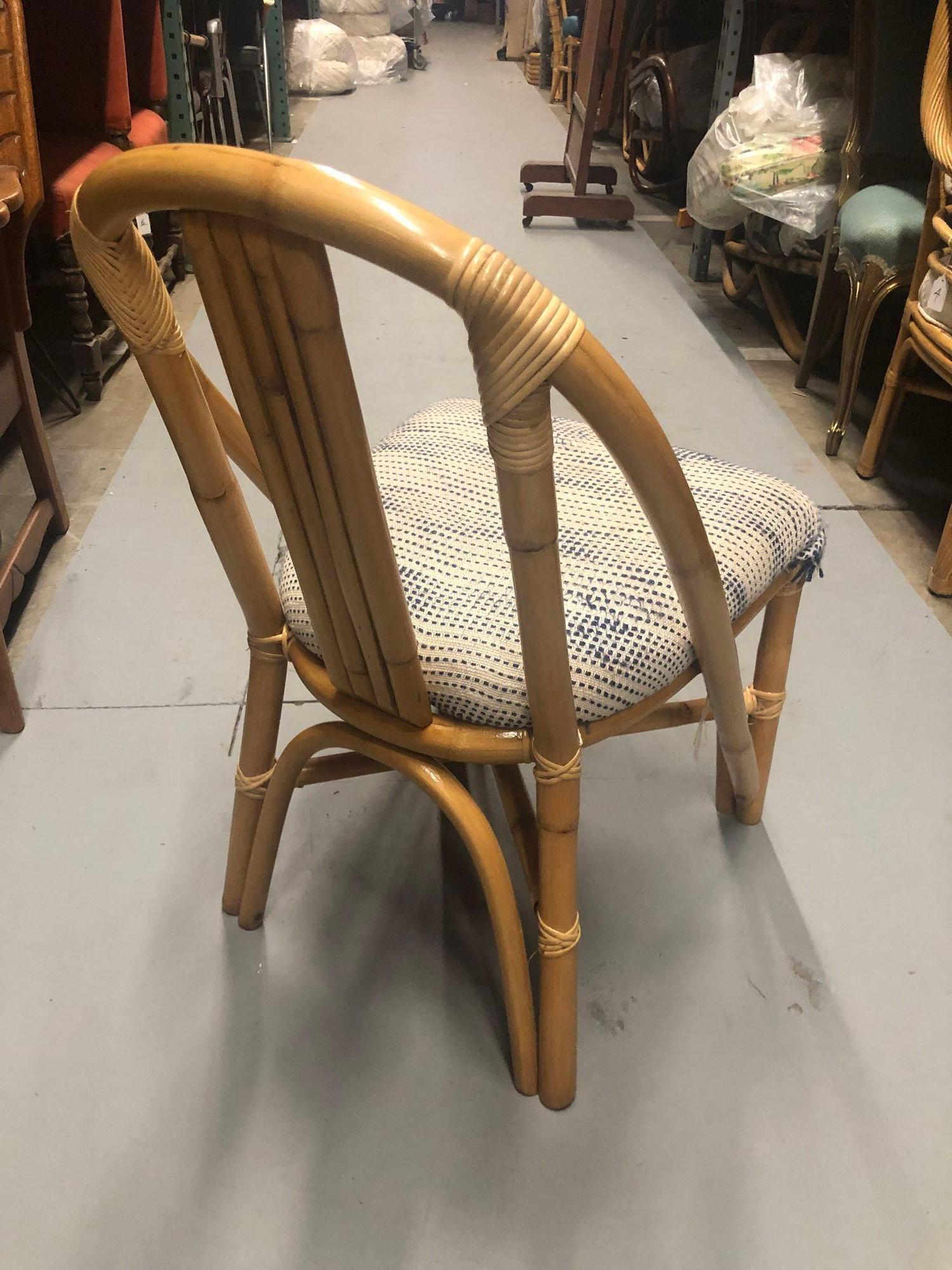 Restored Mid-Century Swoop Horseshoe Back Rattan Accent Chair For Sale 4