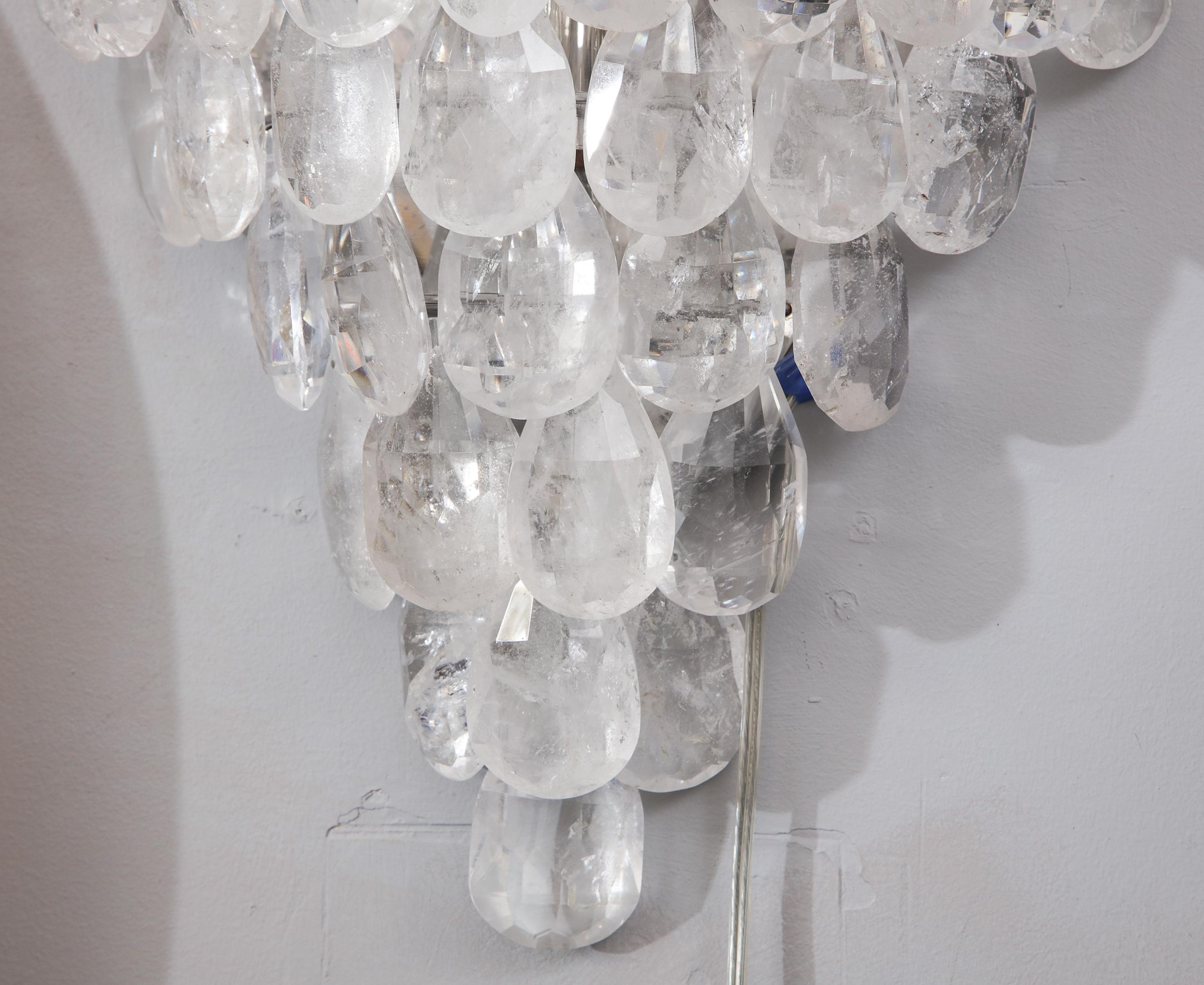 Contemporary Single Rock Crystal Cascading Sconce For Sale