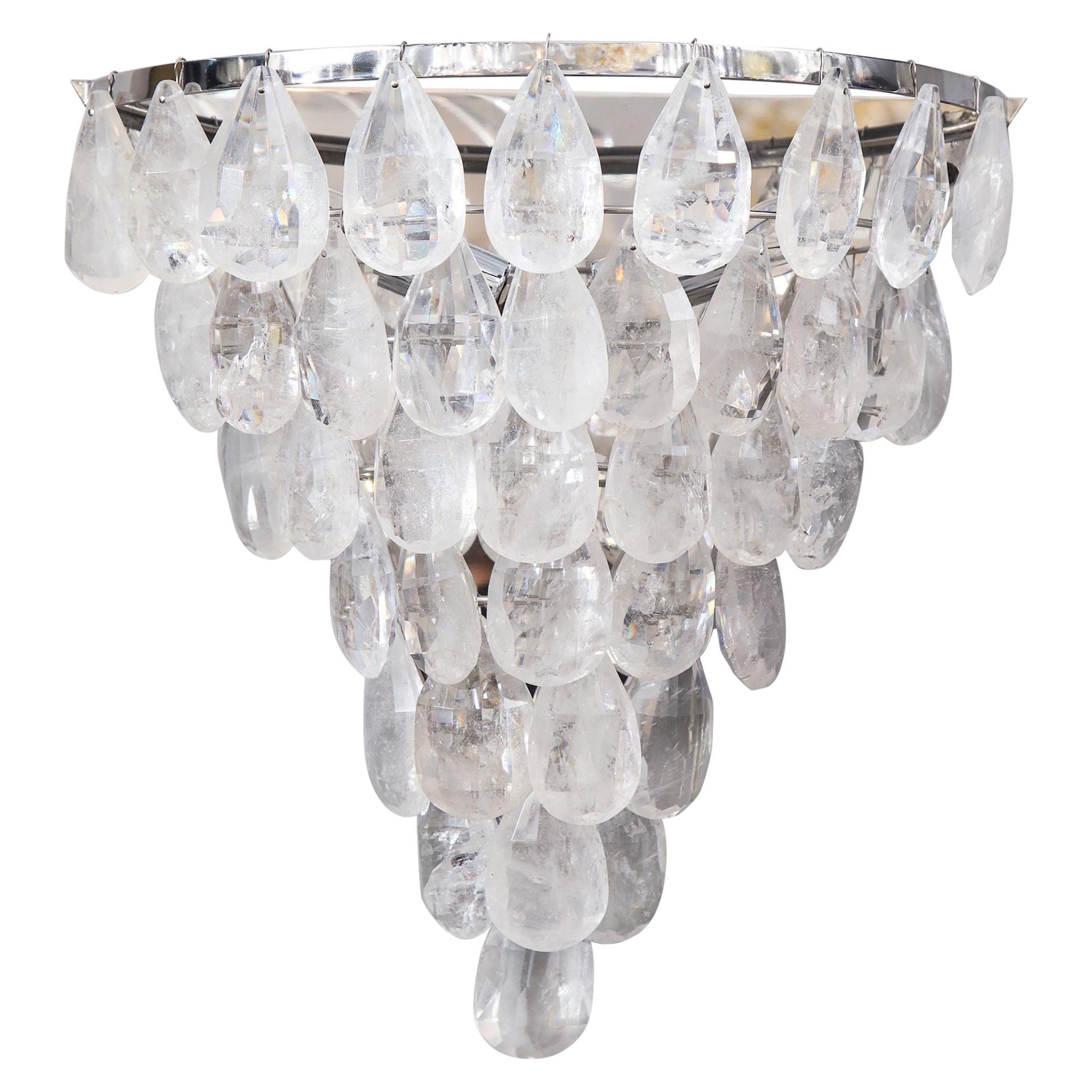 Single Rock Crystal Cascading Sconce