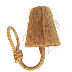 Single Rope and Raffia Sconce by Audoux Minnet, France, 1960s