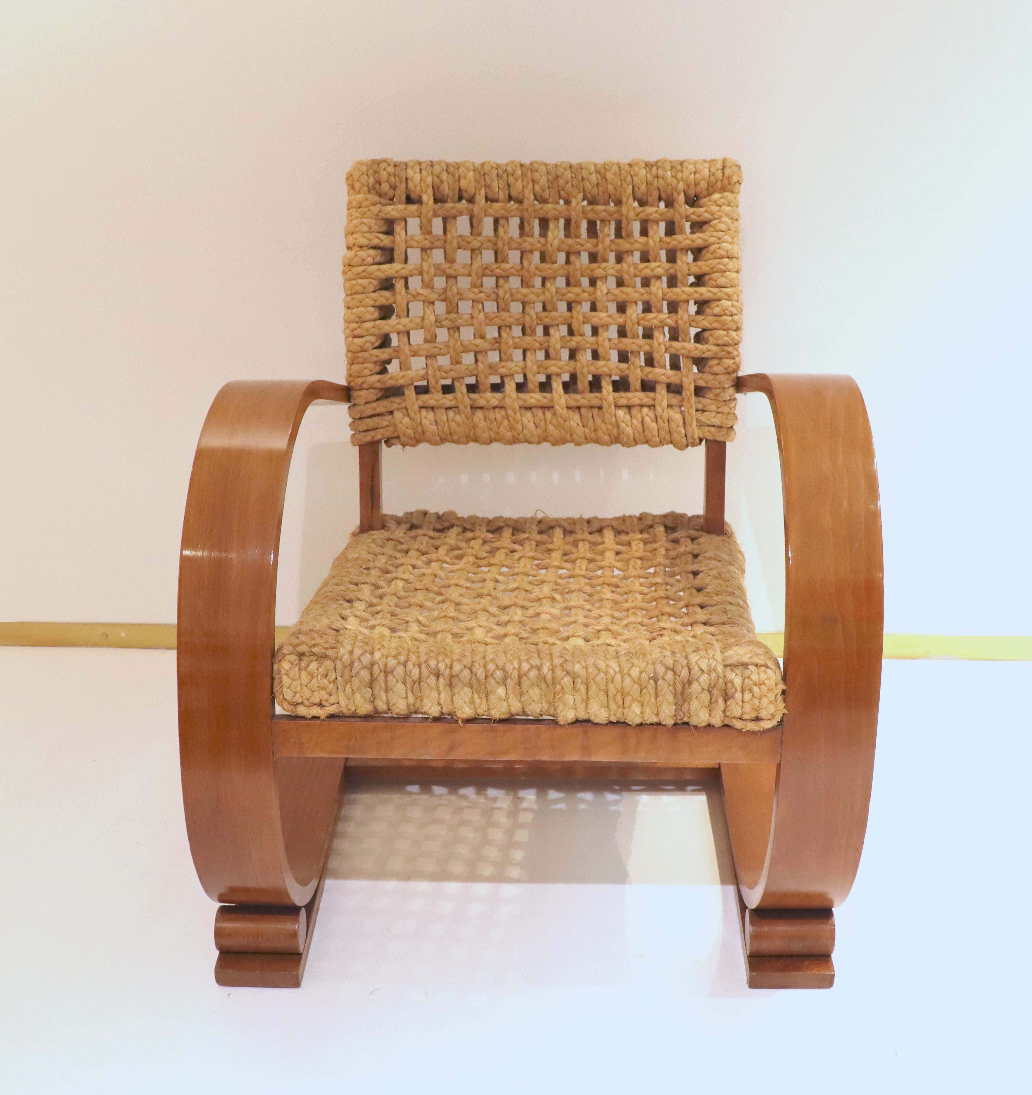 French Single Rope Easy Chair by Audoux and Minet, 1940