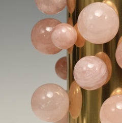 Single Rose Quartz Bubble Rock Crystal Cocktail Table By Phoenix