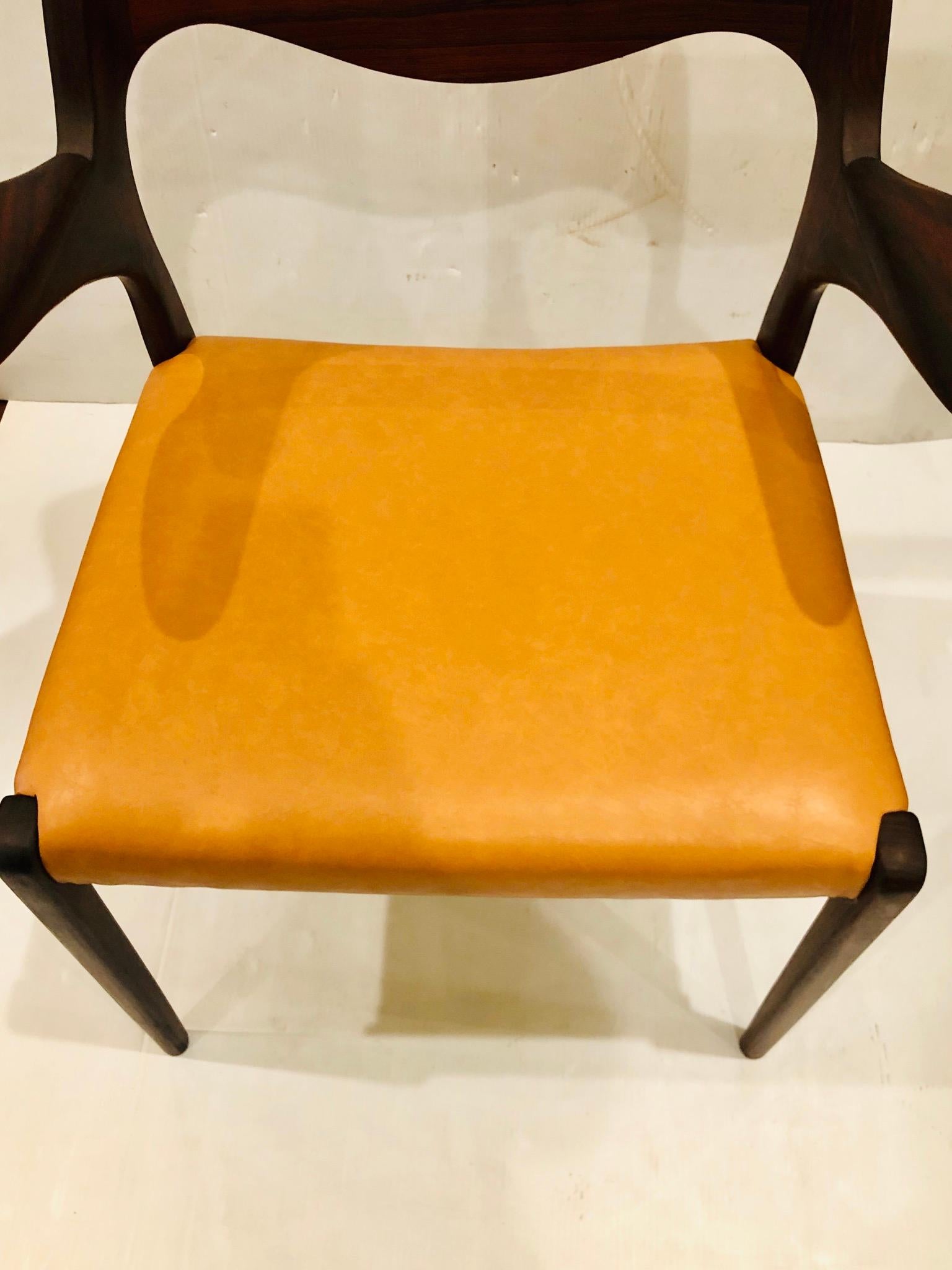 Single Rosewood Arm Side Chair Designed by Niels Moller, Model #55 1