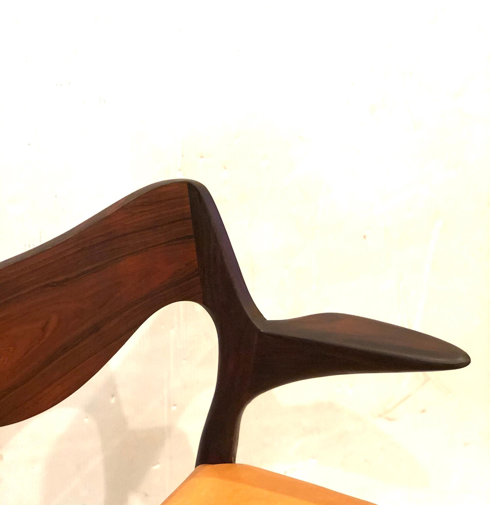 Single Rosewood Arm Side Chair Designed by Niels Moller, Model #55 2