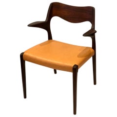 Single Rosewood Arm Side Chair Designed by Niels Moller, Model #55