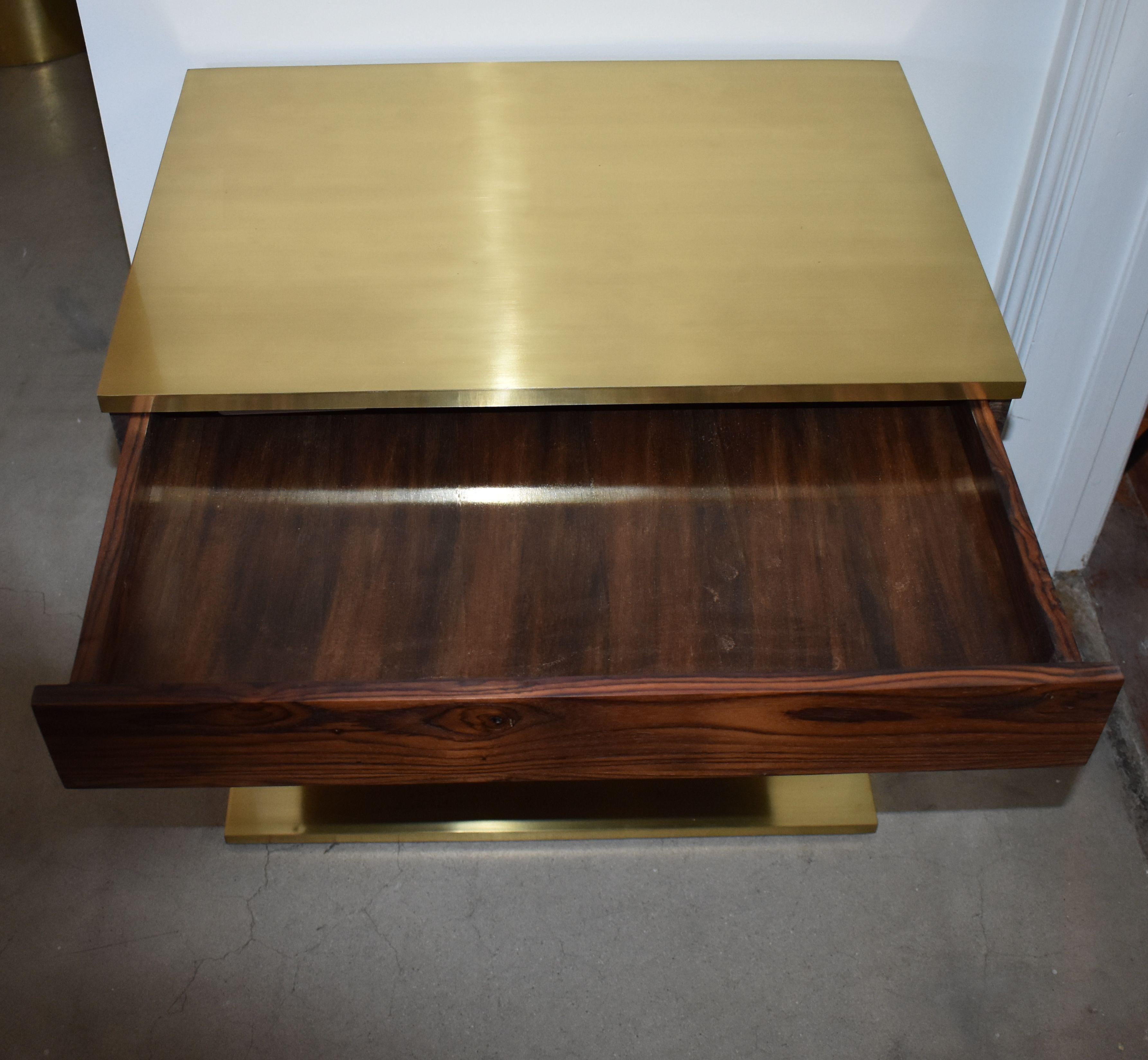 Single Rosewood & Solid Brass Side Table For Sale 4