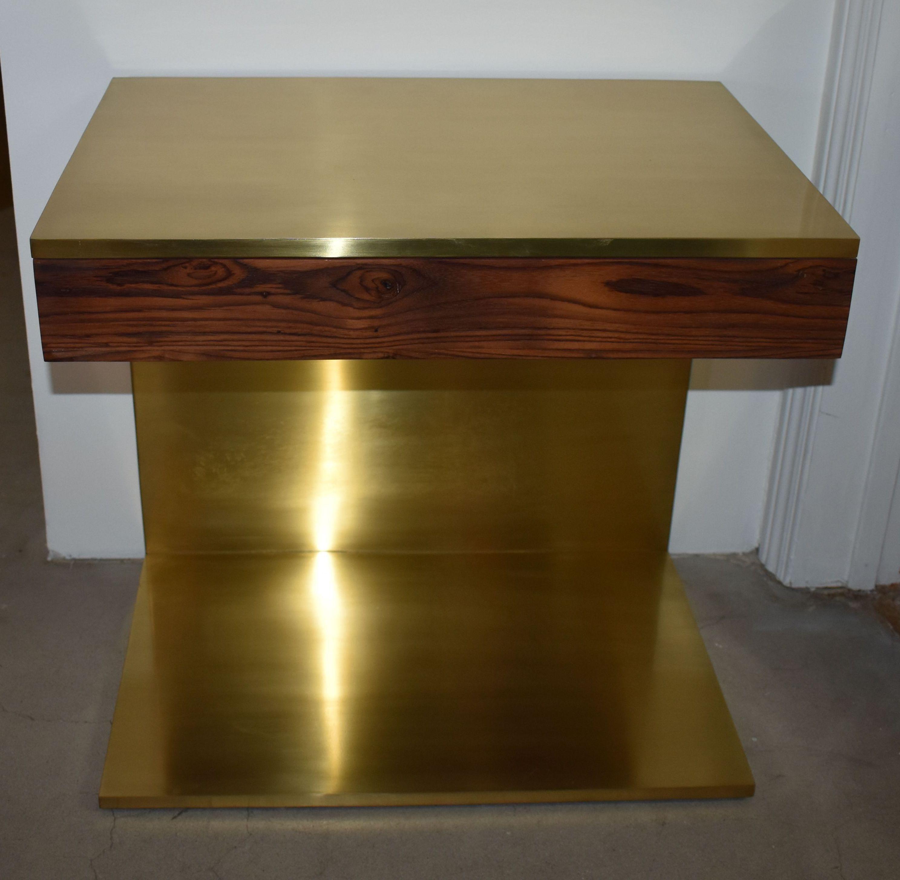 Single Rosewood & Solid Brass Side Table For Sale 2