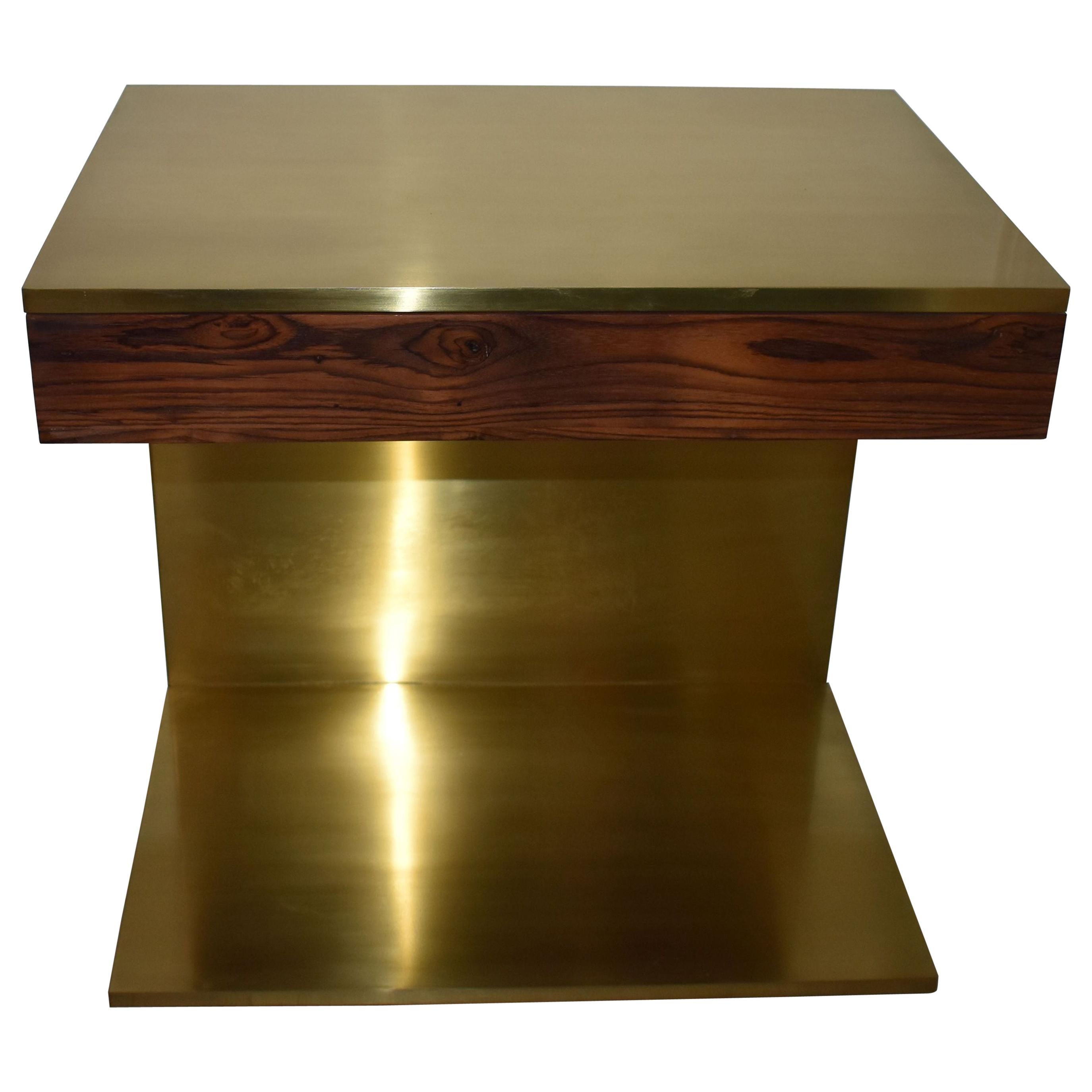 Single Rosewood & Solid Brass Side Table For Sale