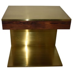 Tavolino singolo in palissandro e ottone massiccio