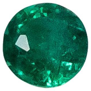 Single Round Green Emerald Stud in Platinum For Sale