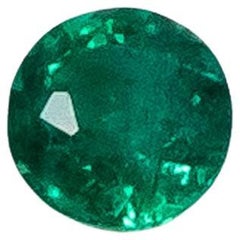 Single Round Green Emerald Stud in Platinum