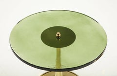 Single Round Green Murano Glass and Brass Martini or Side Table, Italy