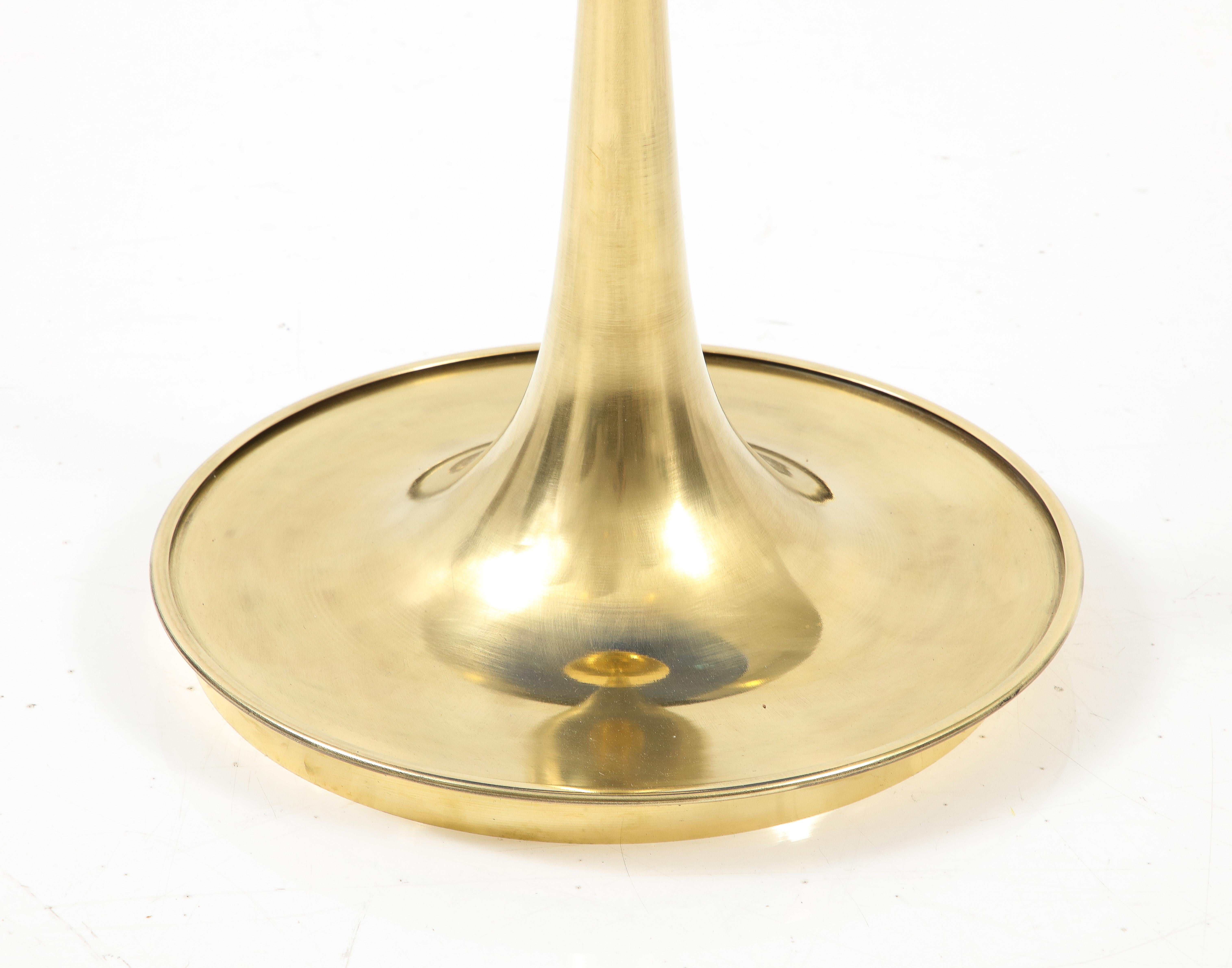 Italian Single Round Green Murano Glass and Brass Martini or Side Table, Italy