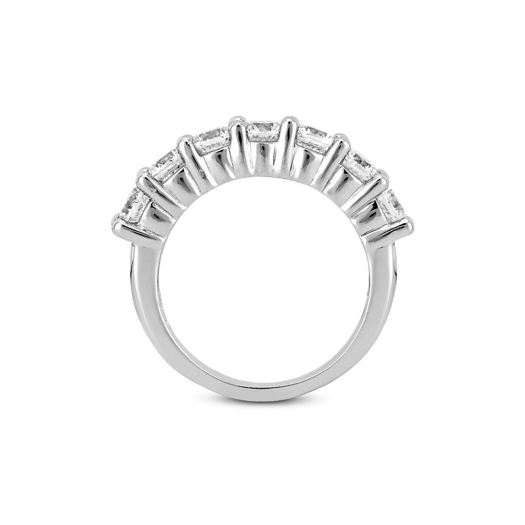 Round Cut   Single Row Classic Prong Set Diamond Band in White Gold For Sale