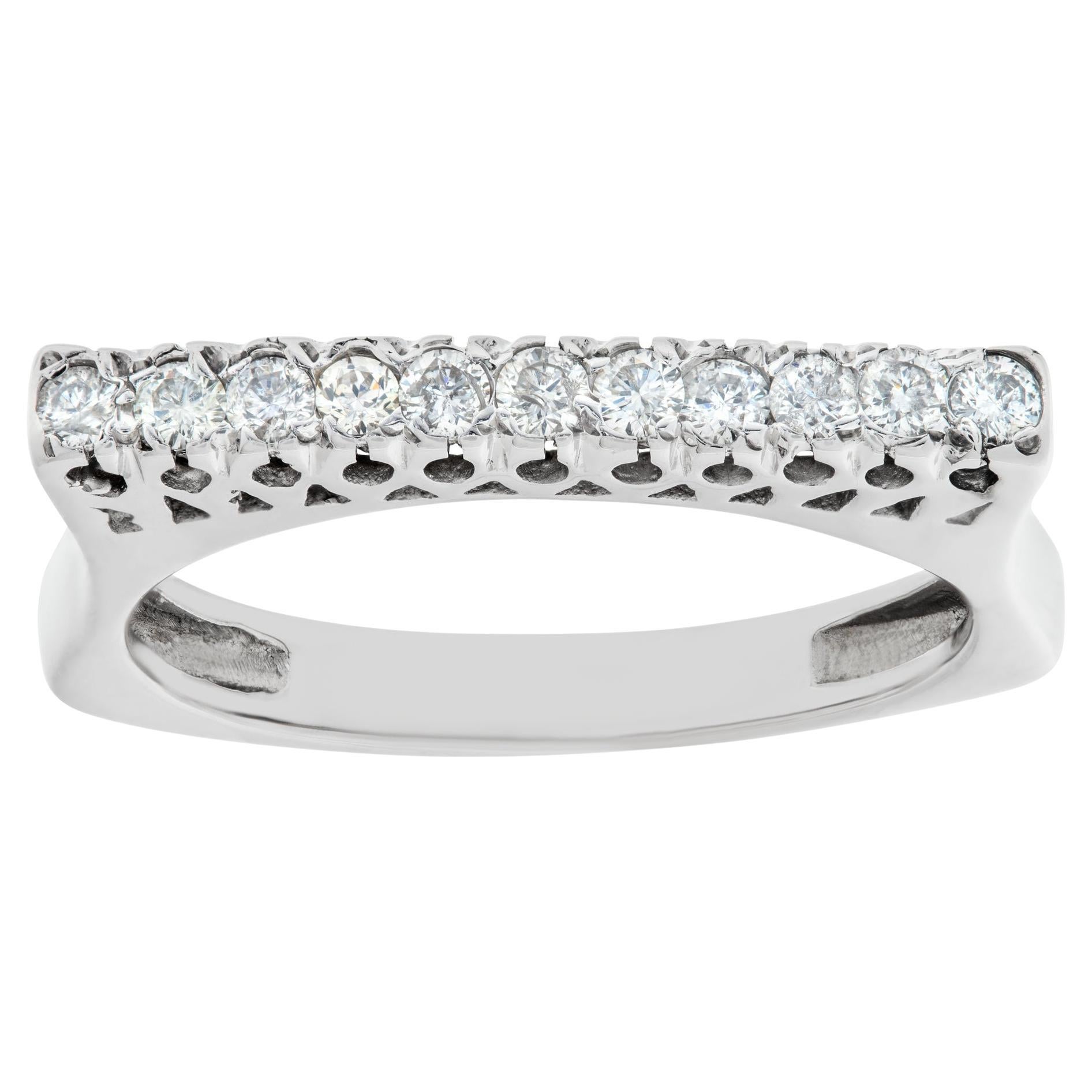 Single Row Diamond Ring in 18k White Gold, 0.33 Carat 'I-J Color, SI1 Clarity'  For Sale