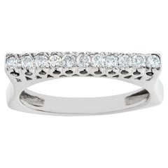 Single Row Diamond Ring in 18k White Gold, 0.33 Carat 'I-J Color, SI1 Clarity' 
