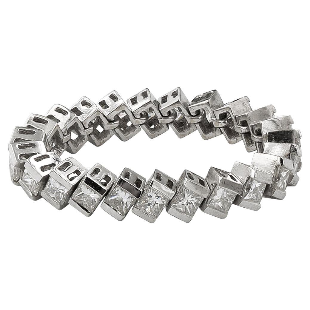 Single Row Princess-cut Diamond Band Ring For Sale