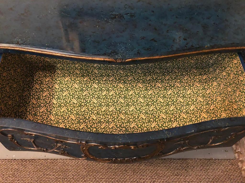 Hollywood Regency Single Royal Blue and Parcel-Gilt Decorated Bombay Commode or Chest For Sale