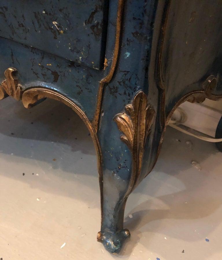Wood Single Royal Blue and Parcel-Gilt Decorated Bombay Commode or Chest For Sale
