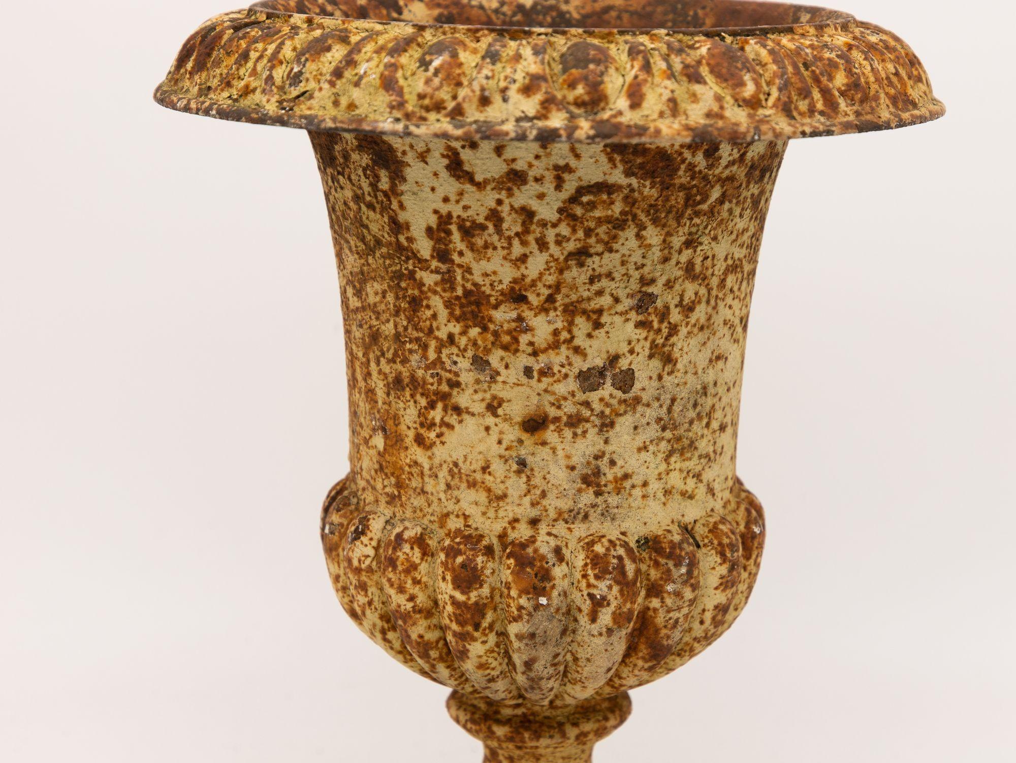 Single Rusty Cast Iron Urn, French early 20th Century For Sale 6