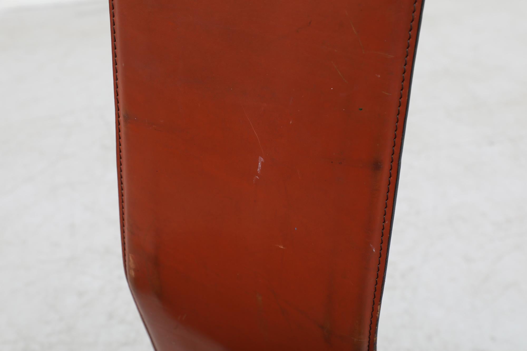 Single Brown Leather Tall Back 'S44' Chair by Vegni & Gualtierotti for Fasem For Sale 3