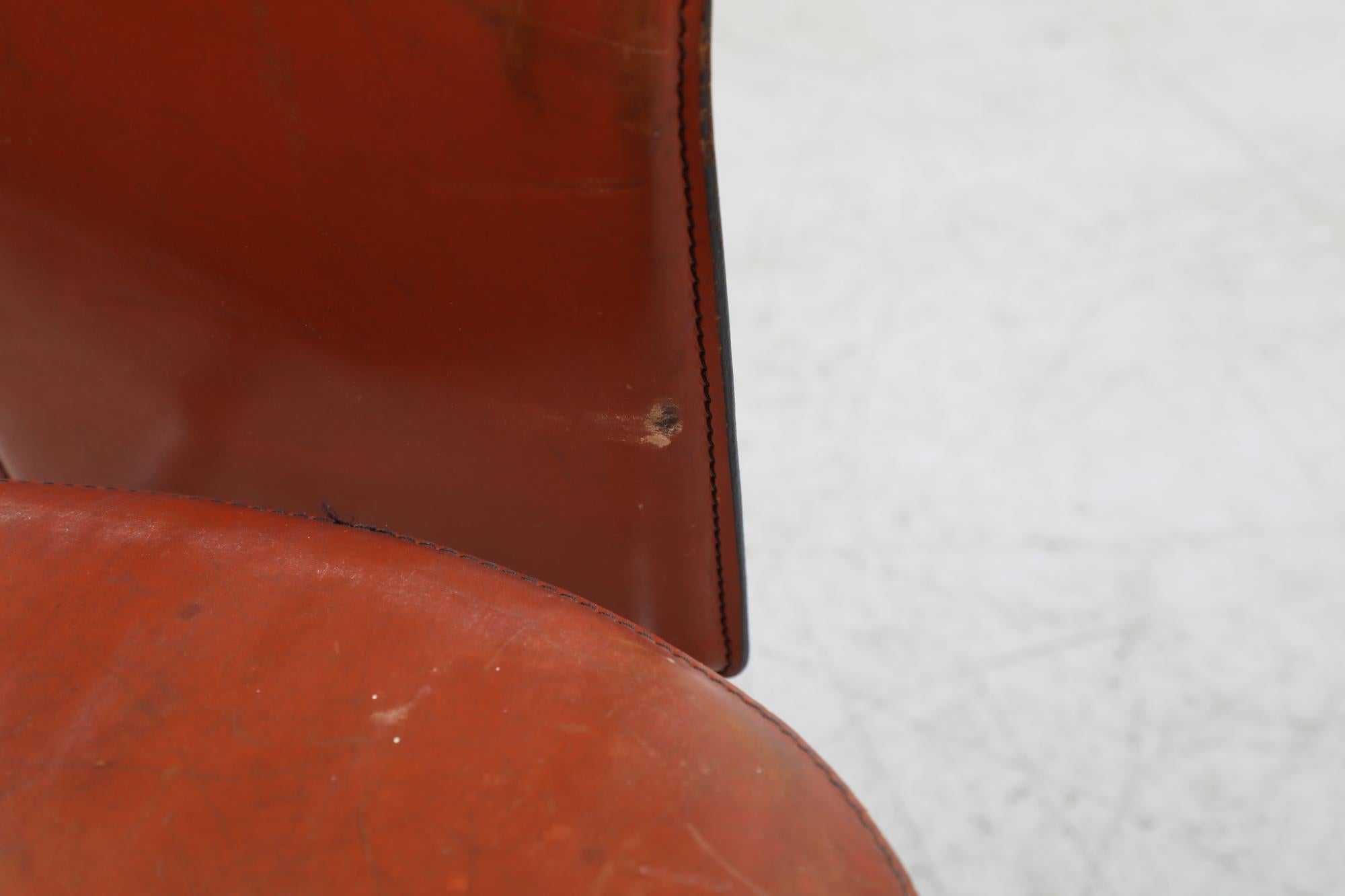 Single Brown Leather Tall Back 'S44' Chair by Vegni & Gualtierotti for Fasem For Sale 5
