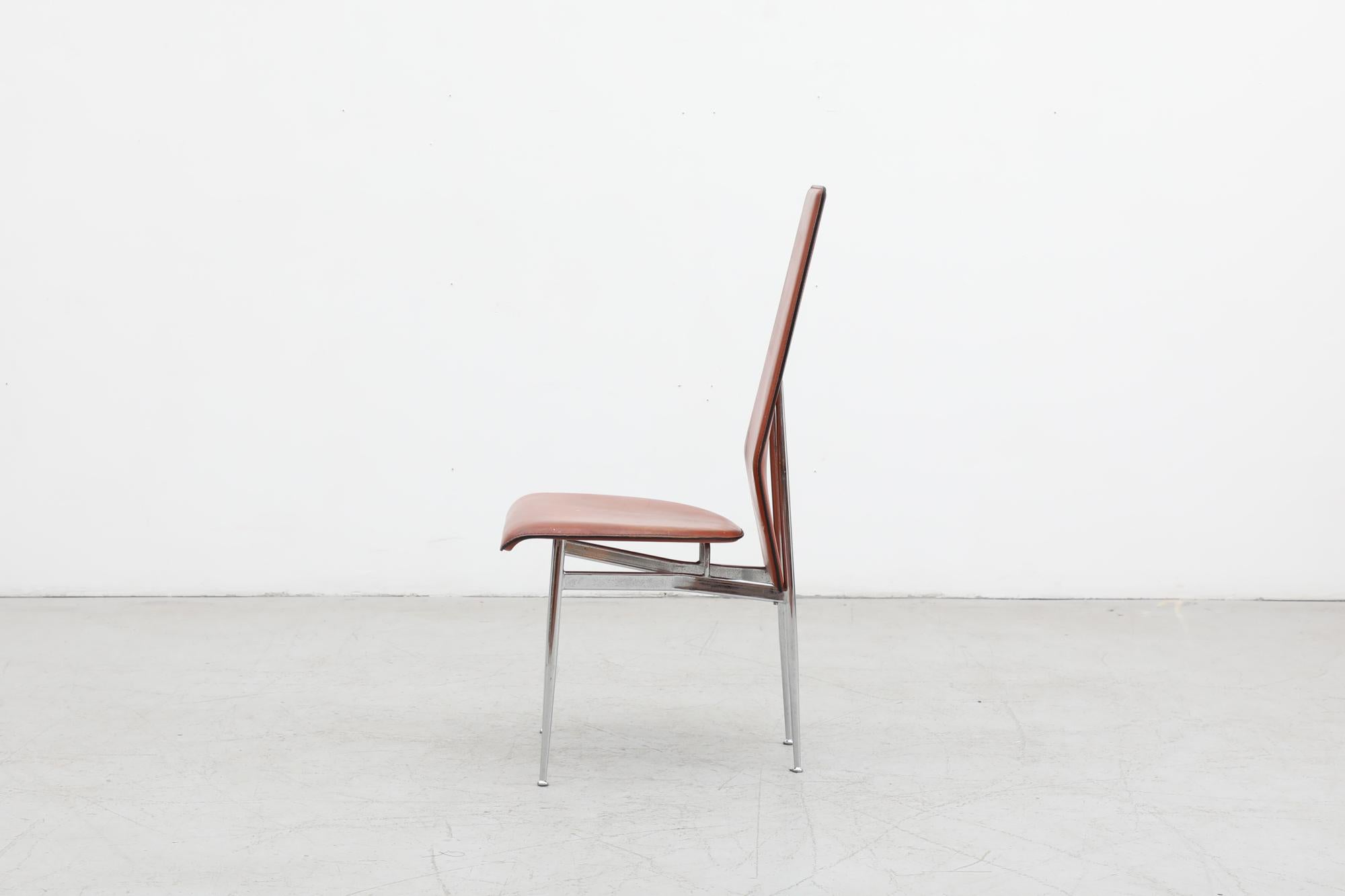 Italian Single Brown Leather Tall Back 'S44' Chair by Vegni & Gualtierotti for Fasem For Sale
