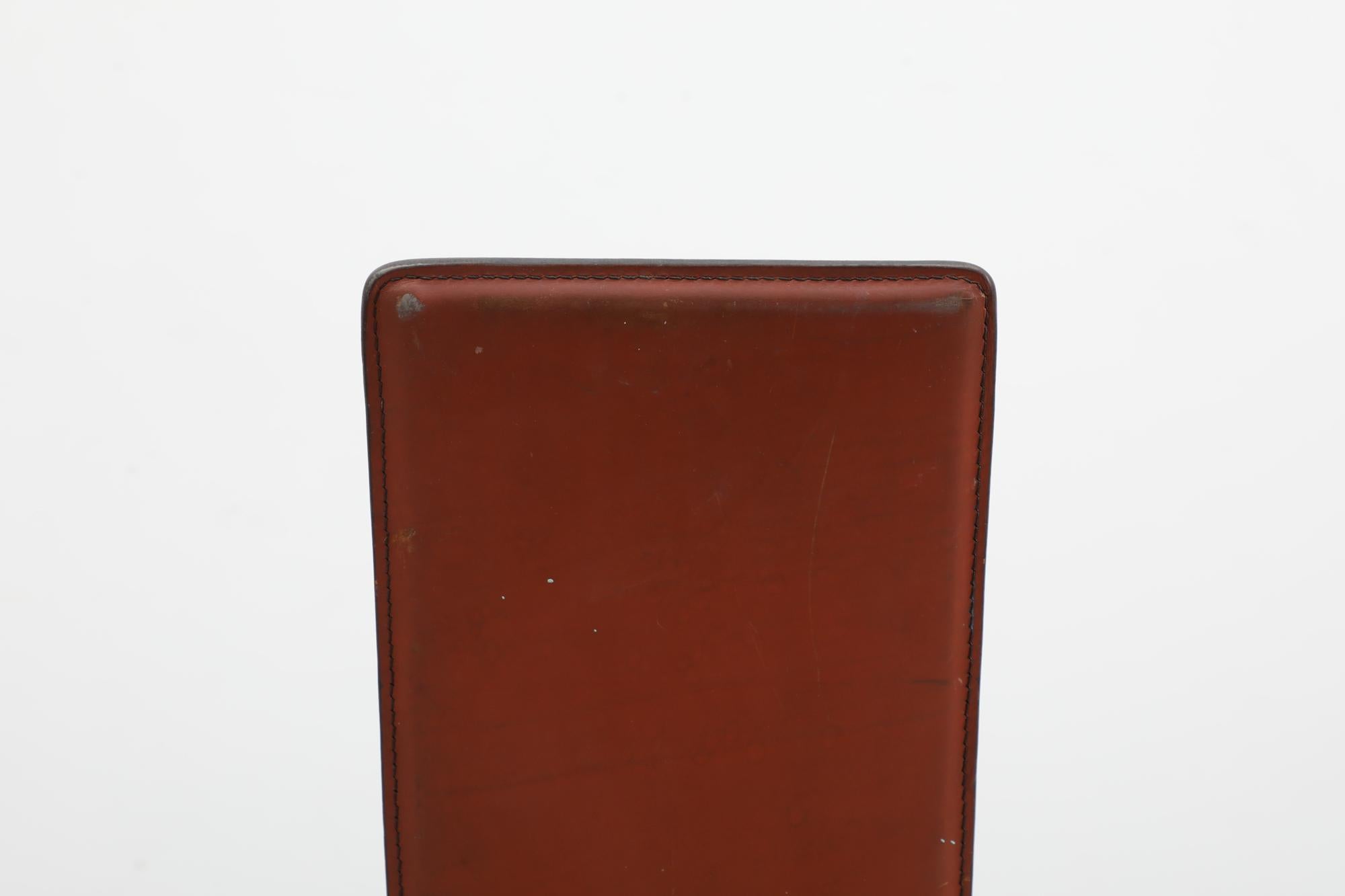 Metal Single Brown Leather Tall Back 'S44' Chair by Vegni & Gualtierotti for Fasem For Sale