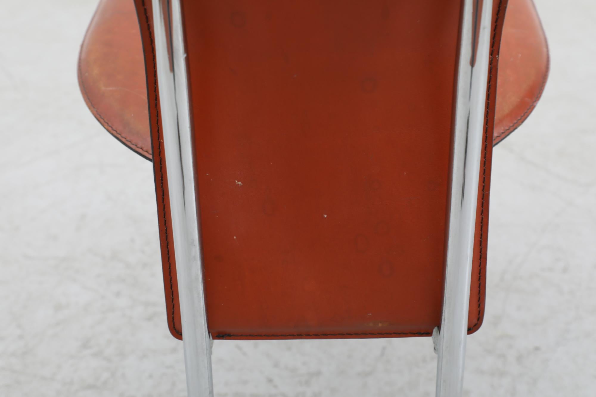 Single Brown Leather Tall Back 'S44' Chair by Vegni & Gualtierotti for Fasem For Sale 1