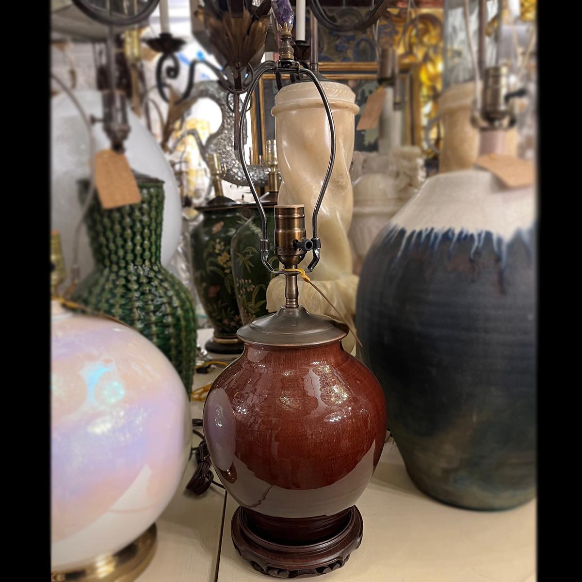 Early 20th Century Single Sang de Boeuf Table Lamp For Sale