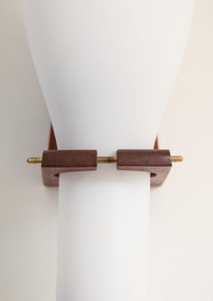 Single Scandinavian Teak and White Opaline Sconce, 1960s