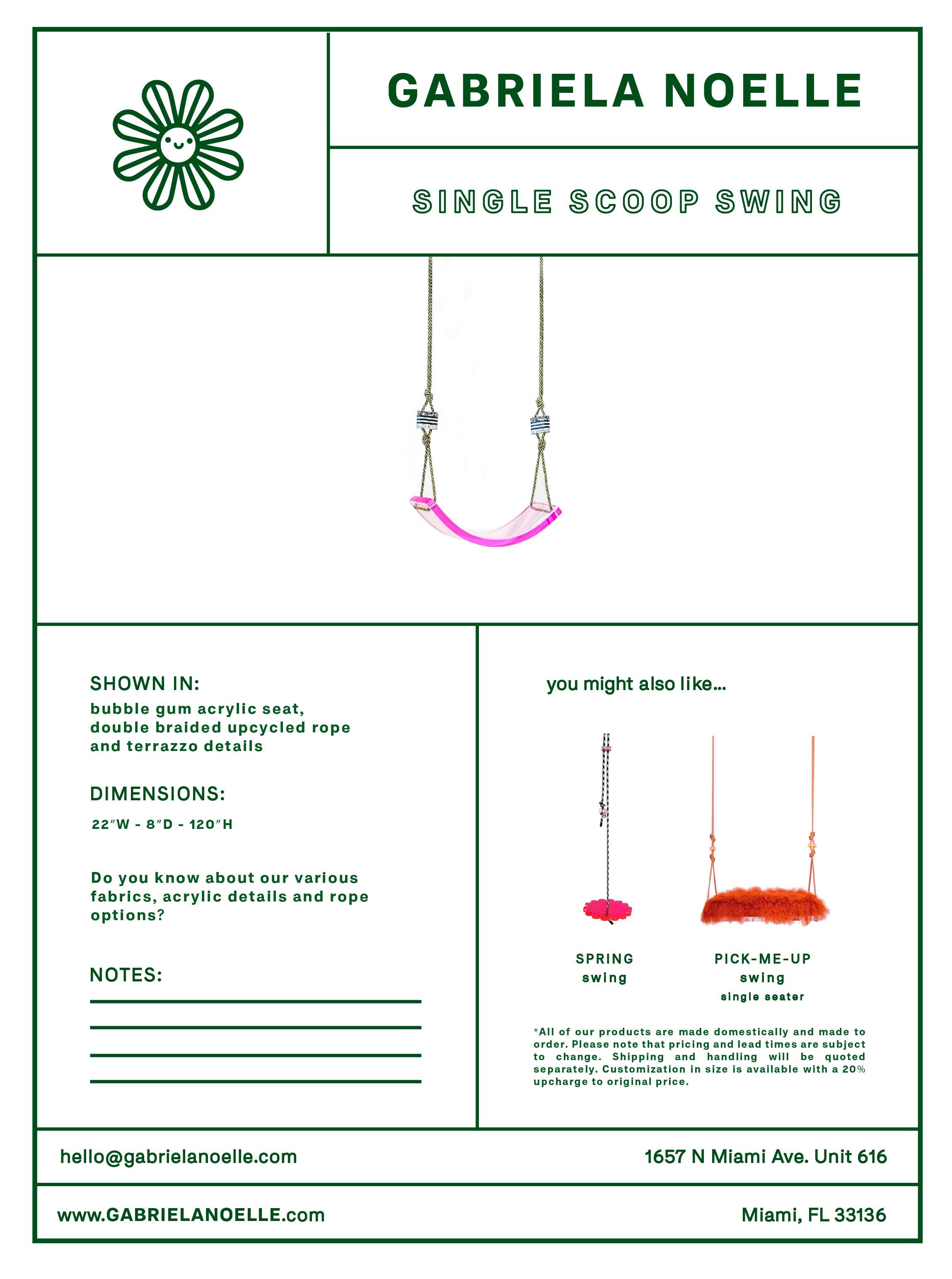 Polished Single Scoop Indoor + Outdoor Swing in Berry
 For Sale
