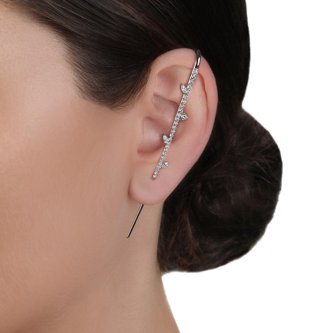 Single Side Long Thin Bar Ear Cuff Diamond Earring in 18K White Gold

0.55 Cts of Diamonds, G-H Color, VS-SI Clarity
3.4 Grams of 18K White Gold

No two products are exactly same, therefore weights are approximate.

Note that this is a Single