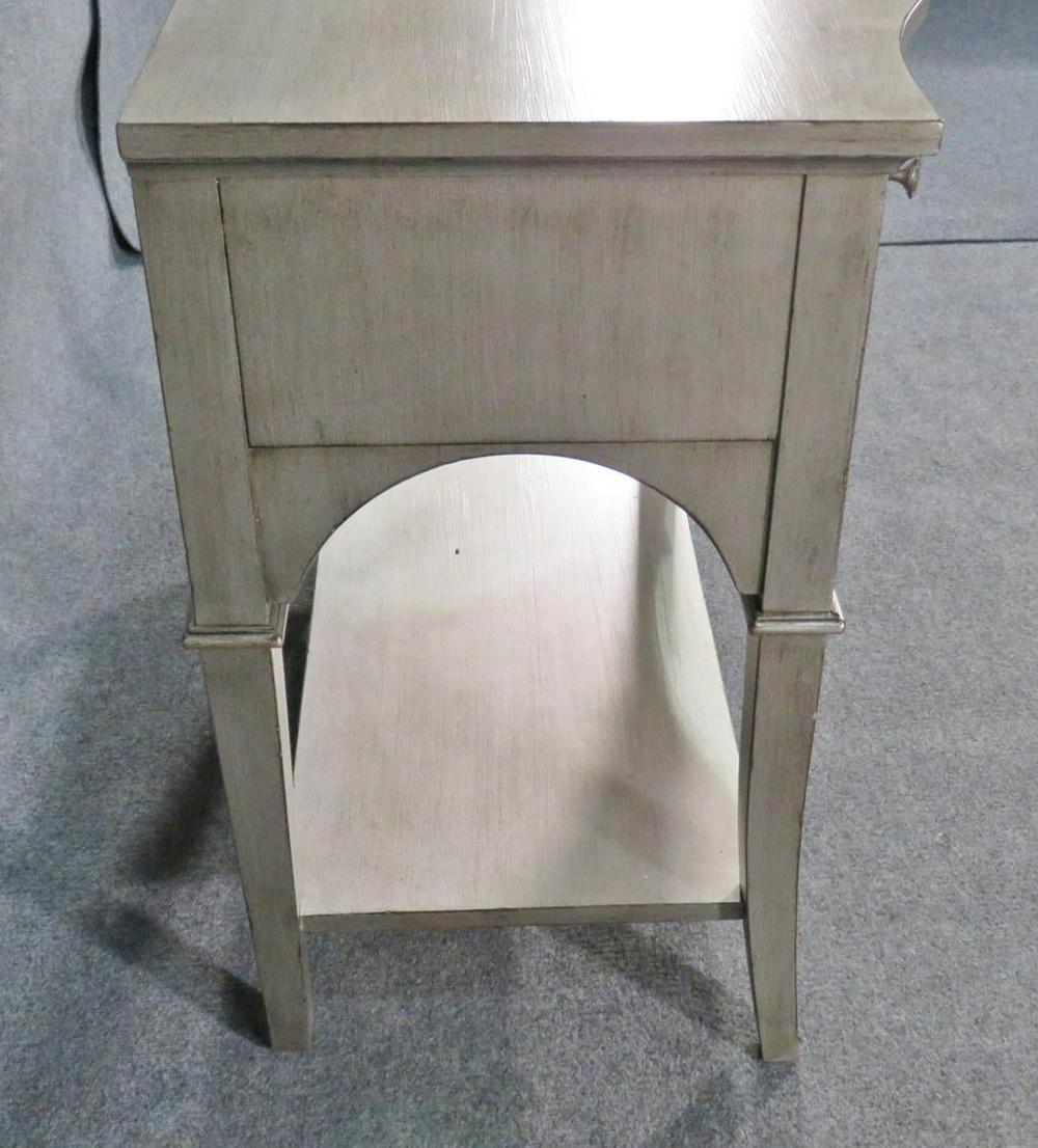 American Single Silver Leaf French Louis XV Style Nightstand Night Table