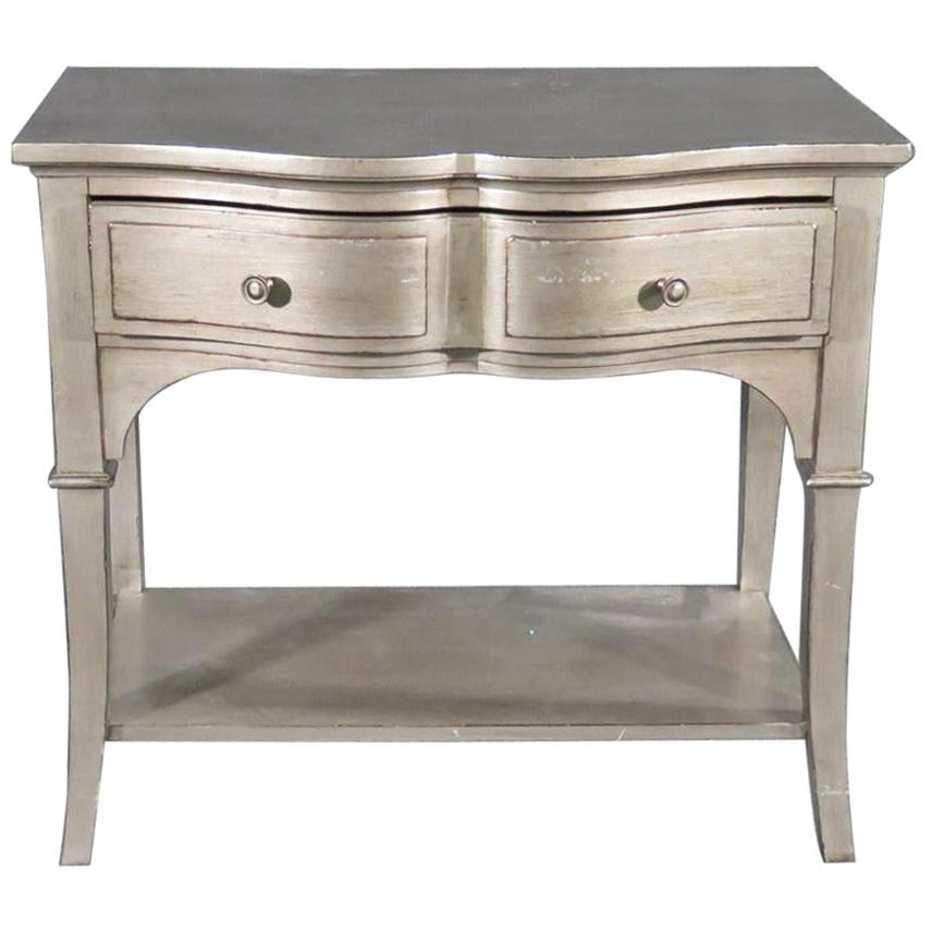 Single Silver Leaf French Louis XV Style Nightstand Night Table