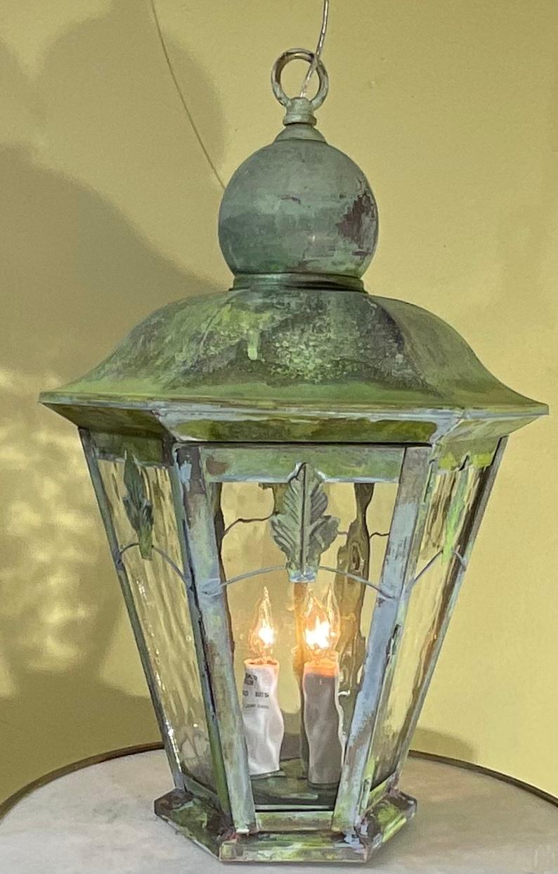 Single Six Sides Brass and Hanging Lantern For Sale 5