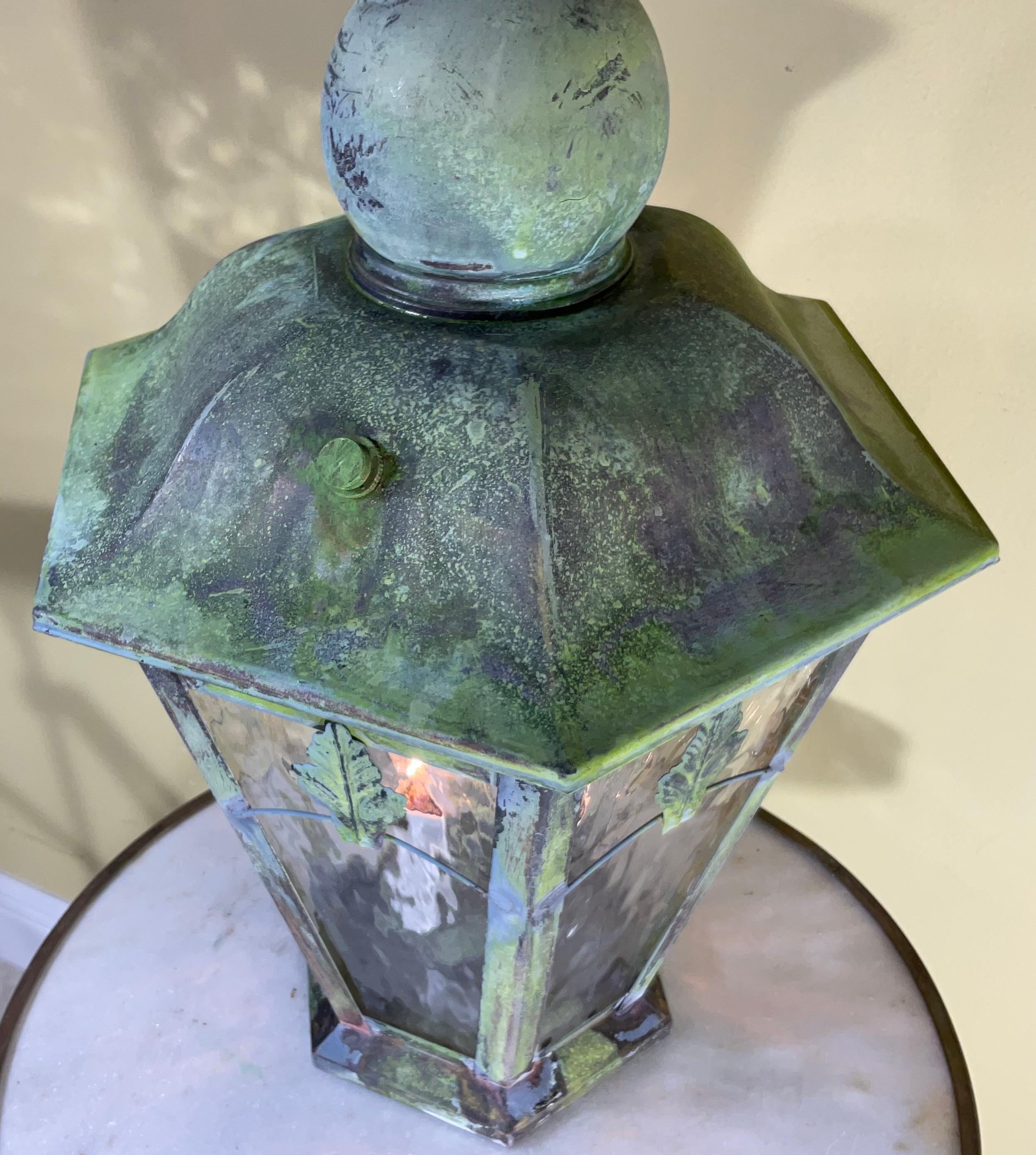 Single Six Sides Brass and Hanging Lantern For Sale 2