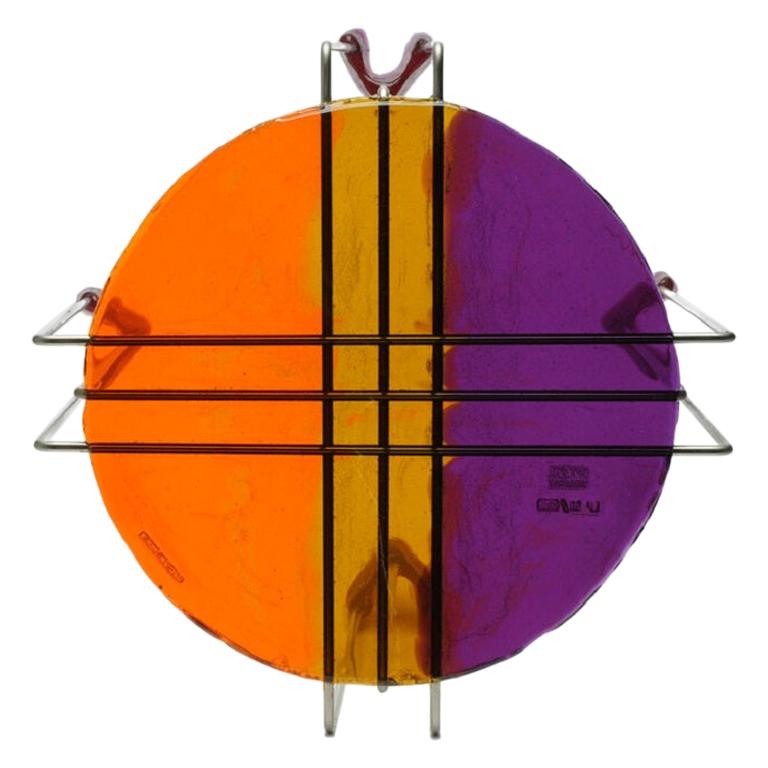 Einzelner XL-Couchtisch mit dreifachem Spiel in Orange, Bernstein und Lila
