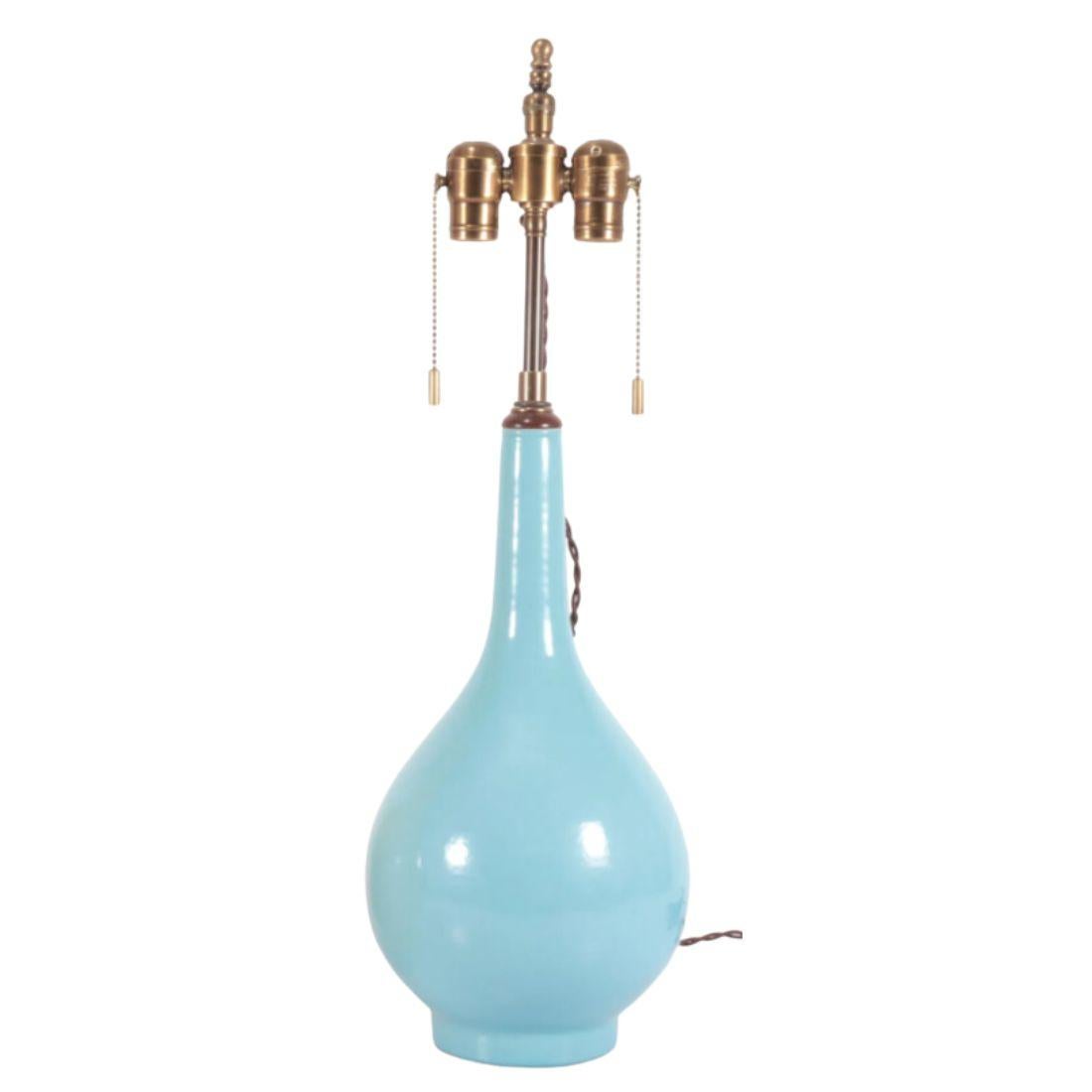 Lámpara individual de calabaza de porcelana azul cielo siglo XX en venta