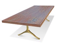 Single Slab Claro Walnut with Boat Edge and Brushed Brass Wishbone Legs