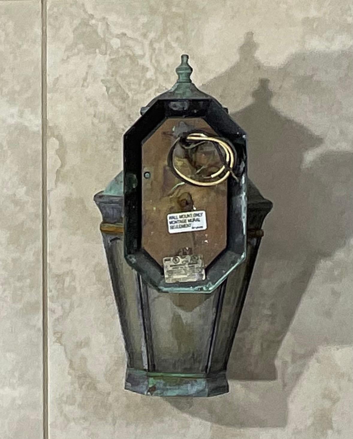Single Small Vintage Handcrafted Wall-Mounted Brass Lantern In Good Condition For Sale In Delray Beach, FL