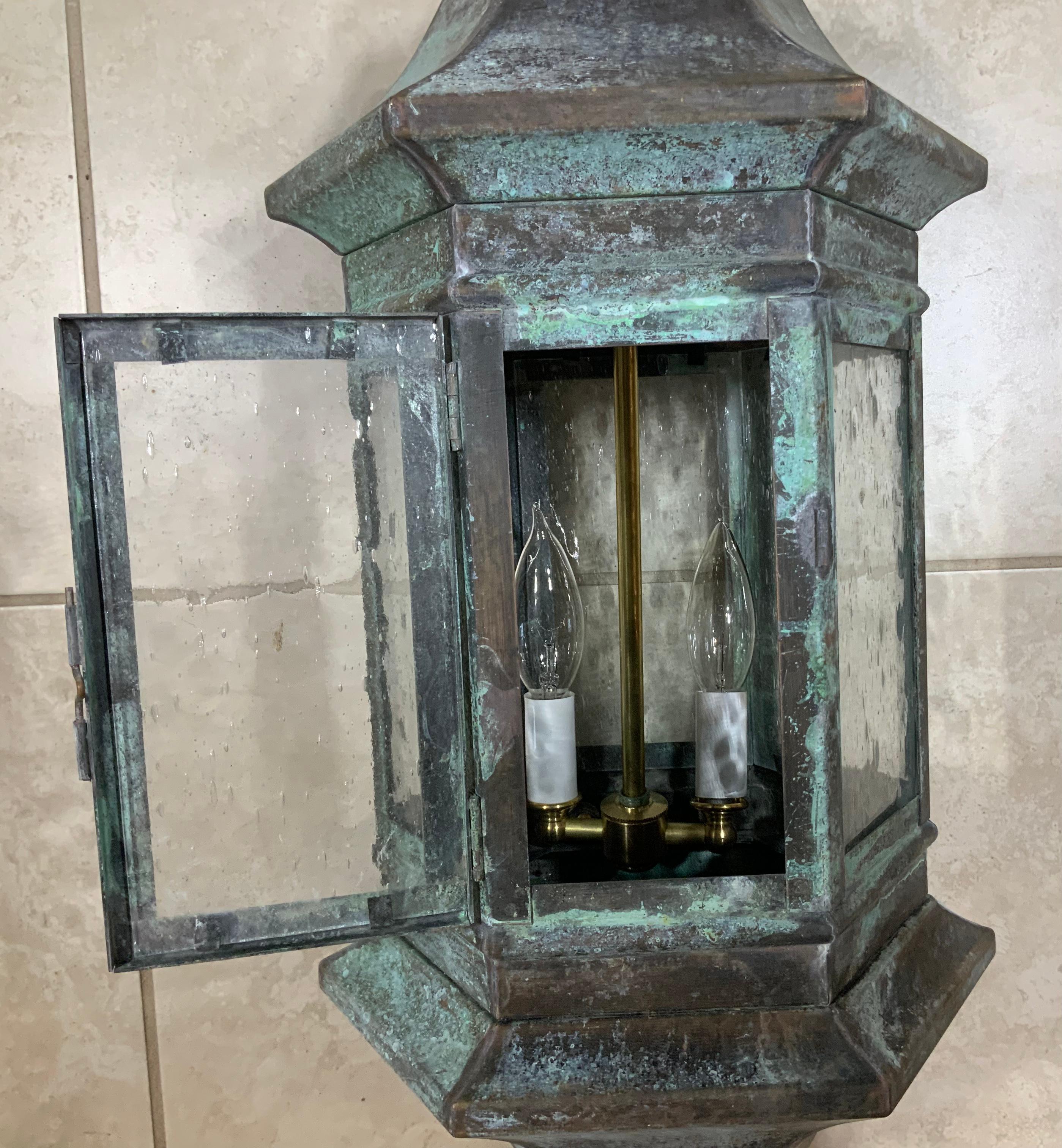 Single Solid Brass Hanging Lantern In Good Condition In Delray Beach, FL
