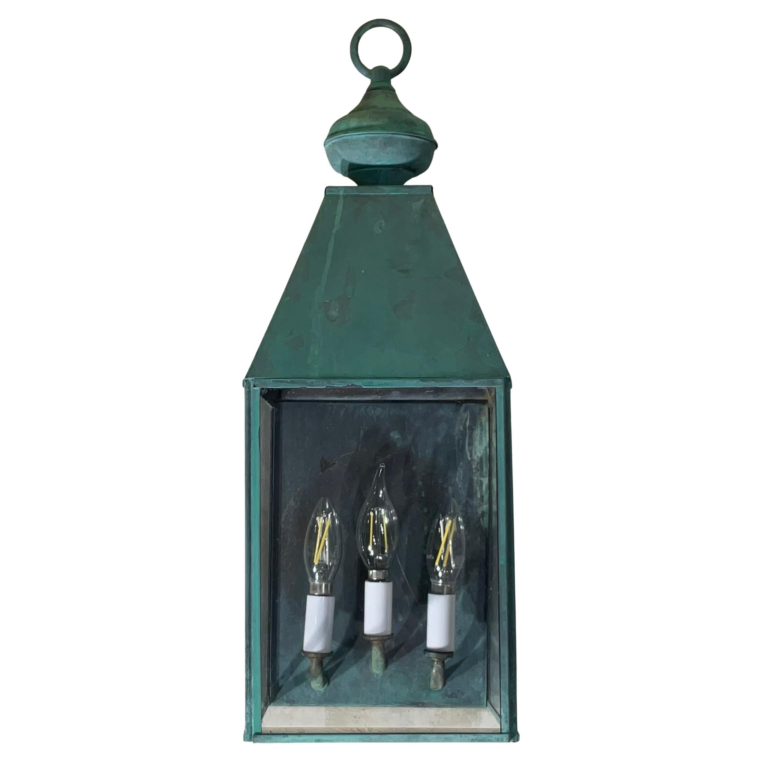 Single Solid Brass Vintage Wall Lantern 21”H x 7”.5W x 8”D